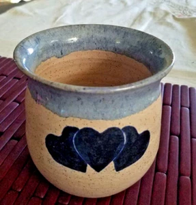 Anneke Borren BLUE HEARTS Earthenware Vase--Dated May 1991 C.E. - Picture 1 of 6