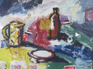 NIKITA KNIKTA Kunst Original Gemälde Mixed Media Collage Frühwerk STILLLEBEN - Bild 1 von 19