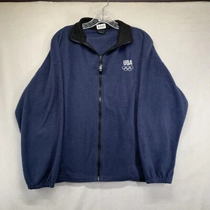 Vintage Olympics Fleece Men’s Size Large Embroidered Front Logo Blue Full Zip - Picture 1 of 17