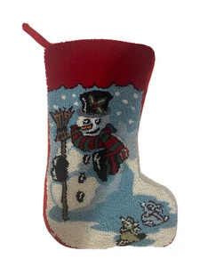 Calza natalizia vintage punzone ago lana testurizzata Frosty i pupazzi di neve 17" - Foto 1 di 12