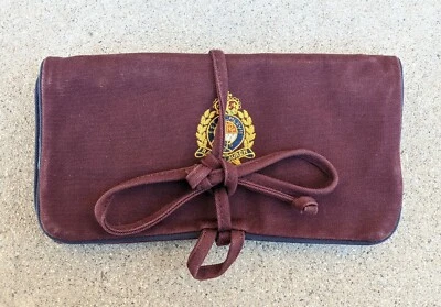 Bolsa de cosméticos Ralph Lauren para artículos de tocador colgante enrollable triple pliegue lona borgoña Foto 1 de 4