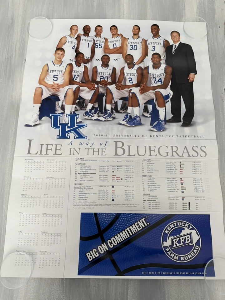 University Of Kentucky Men's Basketball Poster Schedule 2010-2011 Calipari - Image 1 of 4