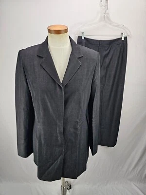 Traje falda de lana de algodón gris para mujer Dana Buchman 8 Foto 1 de 4