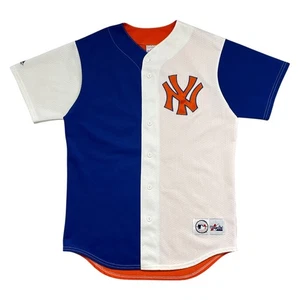 VTG 90s MLB NEW YORK YANKEES MAJESTIC MESH JERSEY KNICKS MADE IN USA SIZE M - Picture 1 of 7