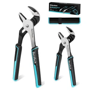 DURATECH 2-Piece Groove Joint Pliers Set with Rolling Pouch 10 & 8-Inch Adjus... - Picture 1 of 8
