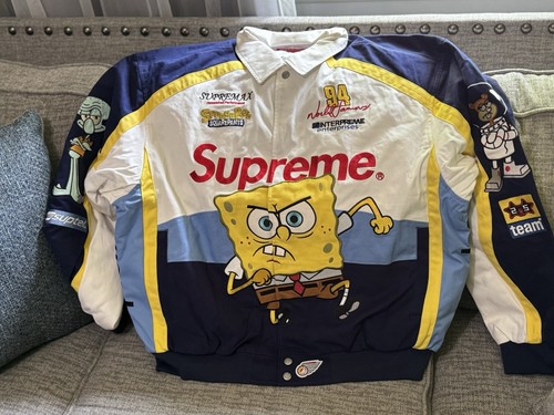 Giacca da corsa Supreme SpongeBob SquarePants Jeff Hamilton bianca SS25 taglia XL nuova