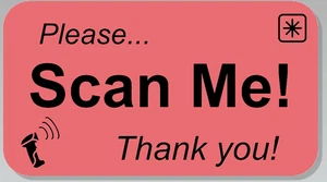SCAN ME Sticker Label (Please Thank You) 2.25" L x 1.25" H Rectangle PINK - Picture 1 of 4