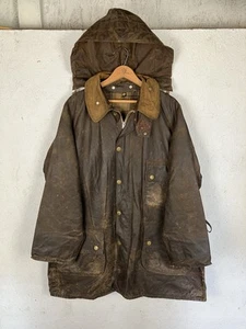 1960s Barbour Jacket Solway Waxed Tin Cloth Corduroy Collar - Picture 1 of 16