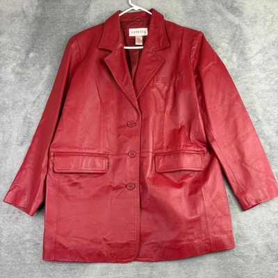 Chaqueta Blazer Venezia Mujer 18W Cuero Rojo Abotonada Bolsillos Bohemia De Colección Foto 1 de 4