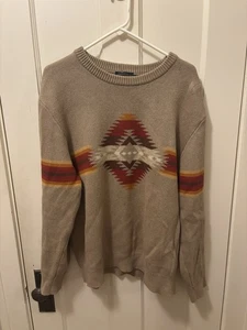 Pendleton Sweater Mens XL Brown Red Tan Mission Trails Aztec Soft Cotton - Picture 1 of 4