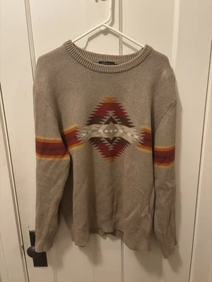 Pendleton Sweater Mens XL Brown Red Tan Mission Trails Aztec Soft Cotton - Image 1 of 4