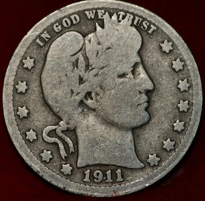 1911-D Denver Mint Silver Barber Quarter - Image 1 of 2