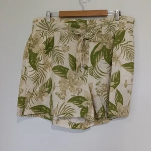 NWT Preview Size 20 Linen Viscose Paperbag Shorts Palm Print Resort Holiday - Picture 1 of 16