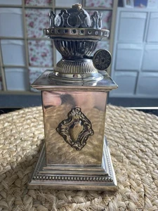 Vintage Antique Silver Plated Oil Lamp Base Victorian Hinks Hallmarked - Picture 1 of 13