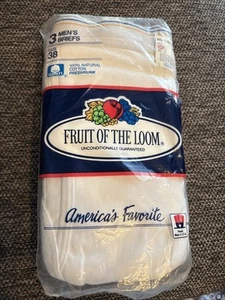 1989 Fruit Of The Loom Herren Slips Gr. 38, 100% Baumwolle USA 3er Pack, NEU Vintage - Bild 1 von 5