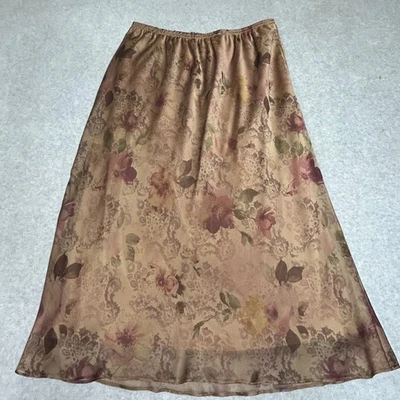 Falda midi R&M Richards Petite con estampado floral 16P beige marrón vintage cabaña Foto 1 de 4