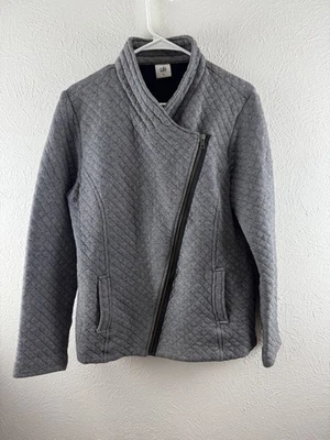 Cabi Jacket Womens L Black Herringbone Zip Moto Stretch Cotton Knit Quilted - Image 1 of 4