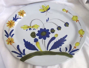 Lagatti Firenze Hand-Painted Italian Majolica Platter 16×13 Blue Yellow Floral - Picture 1 of 15