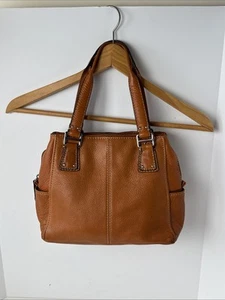 Vintage Fossil "Blackburn" Cognac Brown Pebbled Leather Handbag - Picture 1 of 18