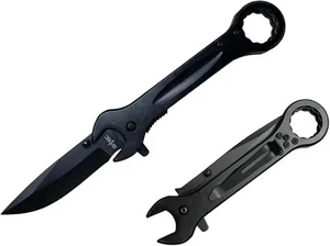 Wrench Knife Chrome, Black or Gray Spring Assisted Open Blade Folding EDC Knife - Picture 1 of 8