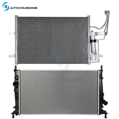 Cooling Radiator And AC Condenser Fits 2004 2005 2006 2007 2008 2009 Mazda 3 - Image 1 of 4