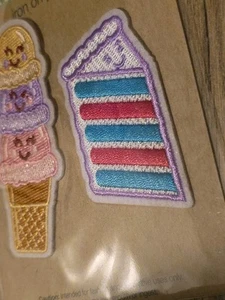 x2 Crafters Square Embroidered Iron On Ice Cream/Birthday Cake Craft 4"Patches - Picture 1 of 5
