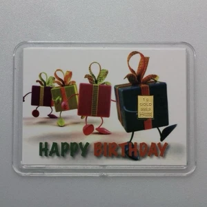 Lingotto oro Valcambi 1 grammo 999,9 Happy Birthday regalo compleanno - Foto 1 di 1