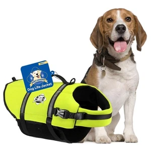 Target Neon Yellow Dog Life Jacket with Reflective Strips Multiple Sizes Avai... - Picture 1 of 7