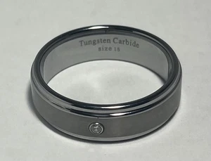 Tungsten Carbide Men's Wedding Ring with Diamond Size 15 - Picture 1 of 2
