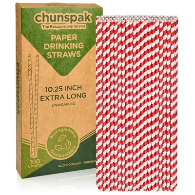 Pajitas de papel extra largas de 10 pulgadas - Pajita larga desechable biodegradable... Foto 1 de 4