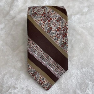 Liebert's 7th Ave Mens Polyester 55" Necktie ITALY Brown, Multicolor Geo Stripes - Picture 1 of 6