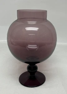 Amethyst Glas Sockel Vase Wikinger Gestern Efeu Kugel Vintage 9,5" - Bild 1 von 8