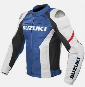 Suzuki GSXR Men Motorbike Leather Jacket Motorcycle Bikers Racing Sports Jackets - Picture 1 of 5