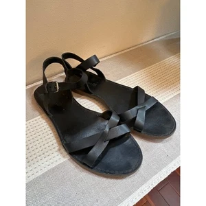 Madewell The Boardwalk Crisscross Leather Sandal Black Size 8.5 - Picture 1 of 6