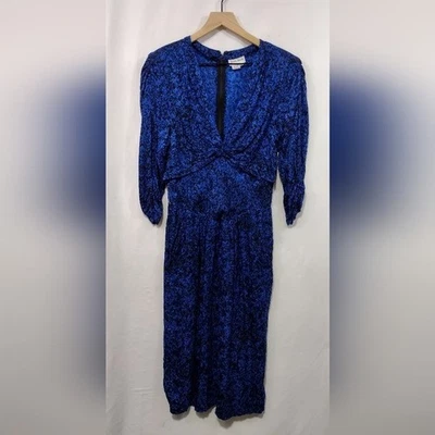 Vintage Neiman Marcus 100% Silk Event Dress Women's 10 Blue Black Retro 90s Y2K - Image 1 of 4