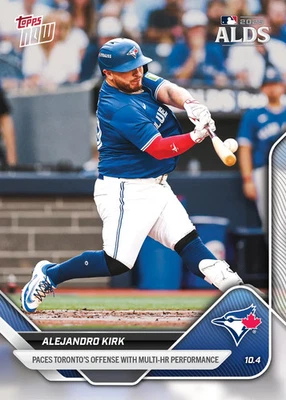Alejandro Kirk Blue Jays 2025 MLB Topps NOW Card #820 2 Home Run Playoff - Image 1 of 2