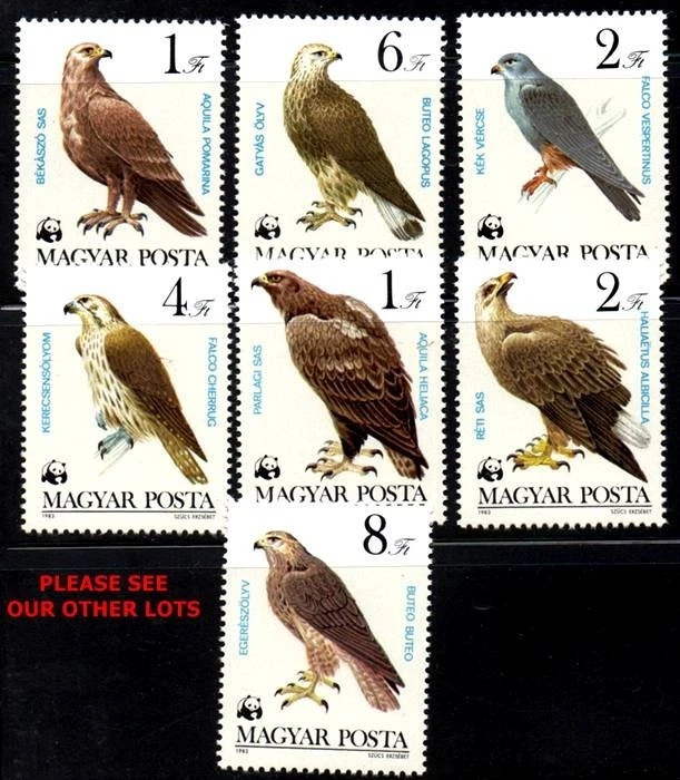 HUNGARY 1983 BIRDS WWF MNH ** RAPTORS FALCON EAGLES - Image 1 of 1
