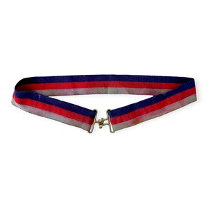 Vintage 1940s-60s Navy, Red, Grey Canadian Cadet Forces Stable Belt, Adj. 36 in - Picture 1 of 5