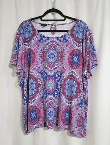 Talbots Petites 3XL Top Arabesque Tshirt Rundhals Freizeit Boho bunt - Bild 1 von 6