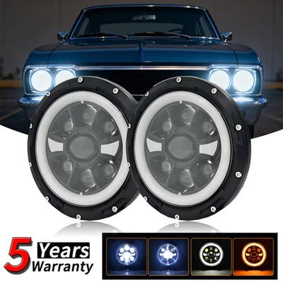 Par de faros LED de 7 pulgadas para Jeep Wagoneer 1968-1976 haz alto/bajo DRL 48000LM Foto 1 de 4