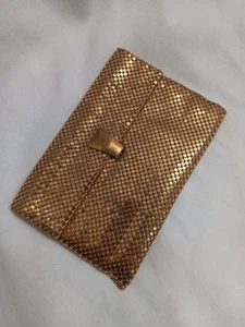 Vintage Whiting & Davis goldfarbene Mesh Clutch Umschlag Geldbörse Portemonnaie 1950er PinUp - Bild 1 von 13