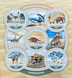 GUINEA BISSAU DINOSAUR CIRCLE SHAPED STAMPS 2016 MNH PREHISTORIC ANIMALS REPTILE - Picture 1 of 1