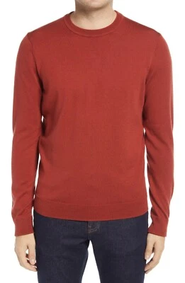 NUEVO SIN ETIQUETAS XXL NORDSTROM TIENDA PARA HOMBRES Lavable Lana Merino Cuello Redondo Suéter Óxido $79.50 Foto 1 de 4