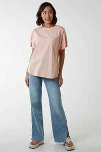 Blue Vanilla Embellished Soulder Tee Top Pink UK Size S/M - Picture 1 of 5