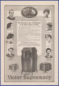Vintage 1917 VICTOR Victrola Modell XVII Phonograph verschiedene Künstler Druck Anzeige - Bild 1 von 1