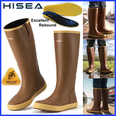 HISEA Men Fishing Deck Boot Waterproof Non-Slip Arch Support Rain Work Knee Boot - Image 1 of 4