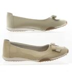 Down To Earth Beige Leather Bow Trainer Flats Size 4