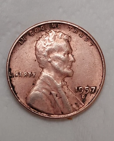 1957 D Lincoln Wheat Penny Blobbed "B" obverse  error Cover