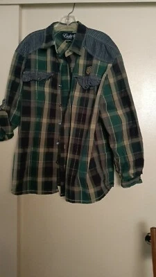 Eight 732--Men's Cotton Long Sleeve Button Up Plaid Shirt Sz 2XL - Image 1 of 2