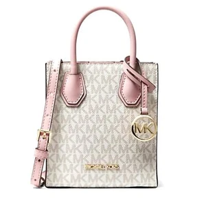 Bolso Bandolera Michael Kors Mercer XS Logo Lona y Rosa Polvo Rubor Cuero - Imagen 1 de 11